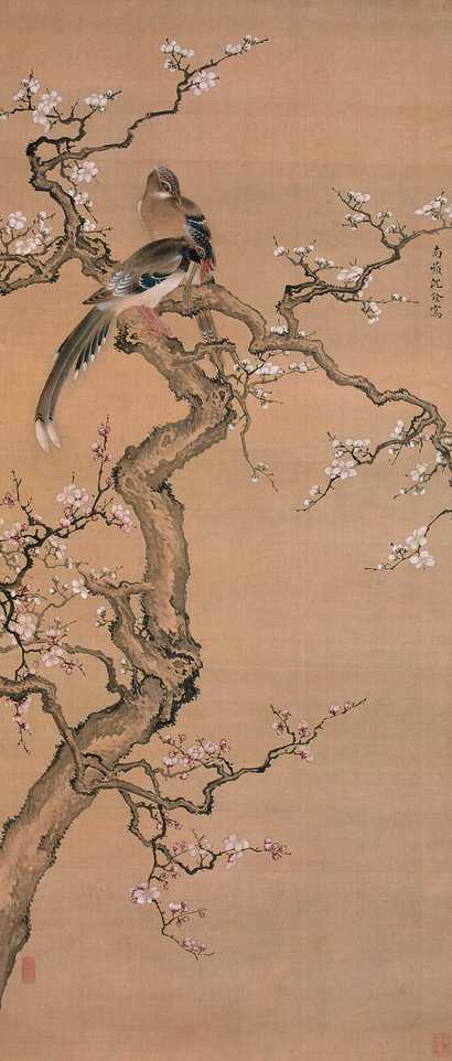 沈铨 花鸟 立轴